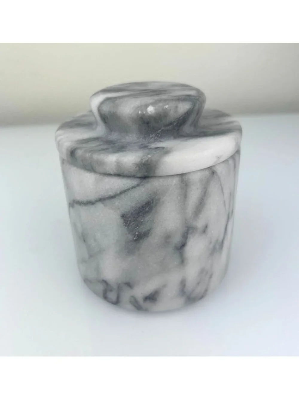 Marble Butter Keeper Gray White Heavy Stone Contemporary Natural READ